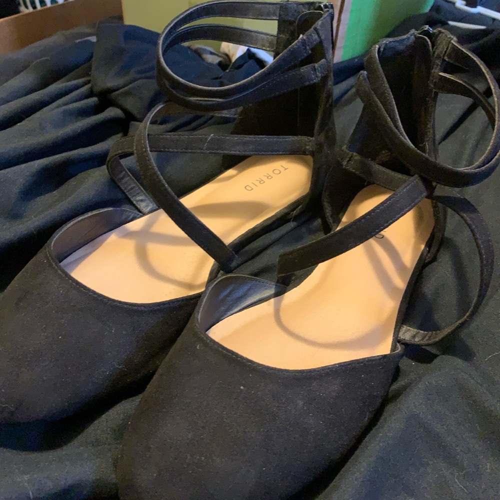 Black Torrid flats with ankle straps